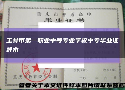 玉林市第一职业中等专业学校中专毕业证样本缩略图