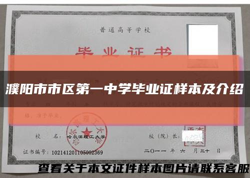 濮阳市市区第一中学毕业证样本及介绍缩略图