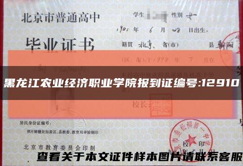 黑龙江农业经济职业学院报到证编号:12910缩略图