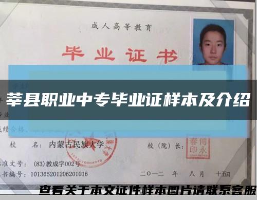 莘县职业中专毕业证样本及介绍缩略图