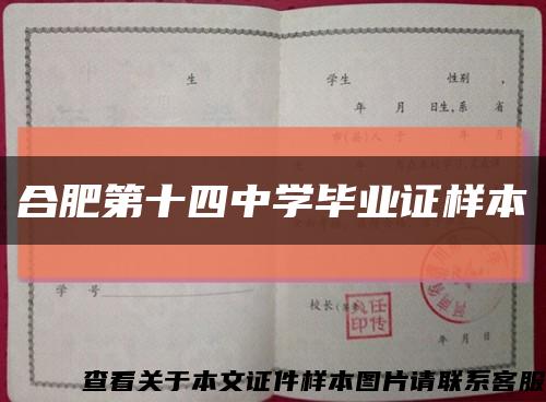 合肥第十四中学毕业证样本缩略图