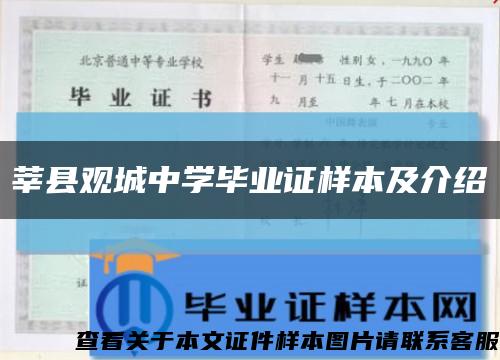 莘县观城中学毕业证样本及介绍缩略图