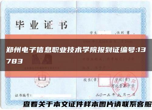 郑州电子信息职业技术学院报到证编号:13783缩略图