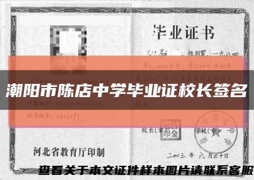 潮阳市陈店中学毕业证校长签名缩略图