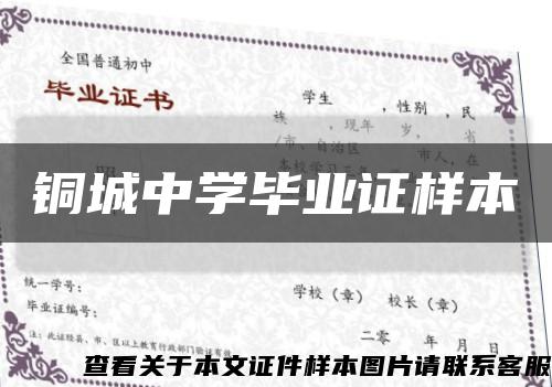 铜城中学毕业证样本缩略图