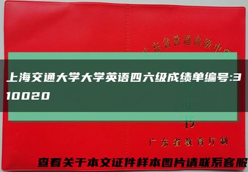 上海交通大学大学英语四六级成绩单编号:310020缩略图