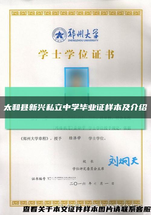 太和县新兴私立中学毕业证样本及介绍缩略图