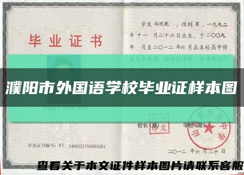 濮阳市外国语学校毕业证样本图缩略图