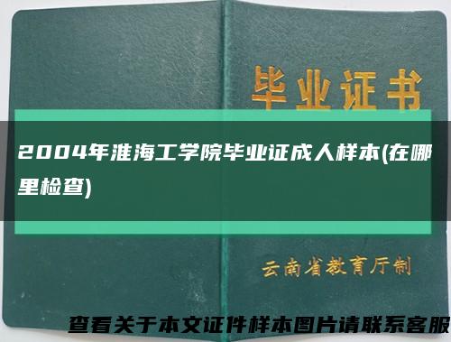2004年淮海工学院毕业证成人样本(在哪里检查)缩略图