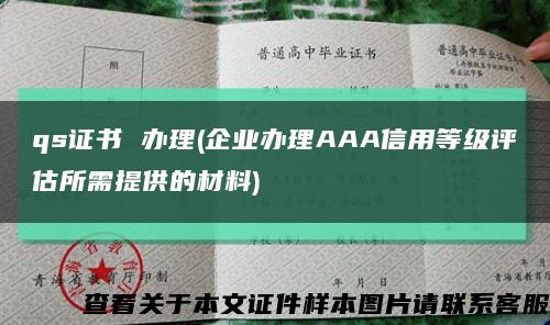 qs证书 办理(企业办理AAA信用等级评估所需提供的材料)缩略图