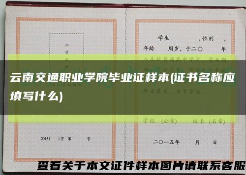 云南交通职业学院毕业证样本(证书名称应填写什么)缩略图