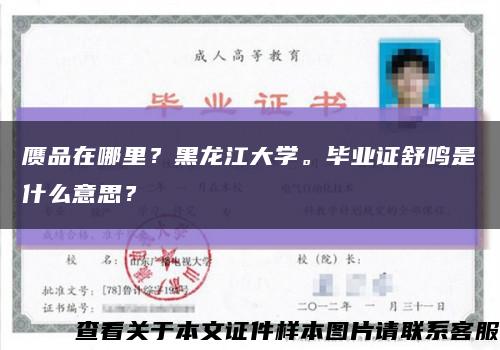 赝品在哪里？黑龙江大学。毕业证舒鸣是什么意思？缩略图