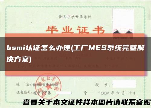 bsmi认证怎么办理(工厂MES系统完整解决方案)缩略图