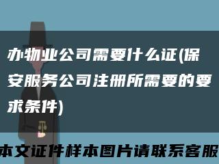 办物业公司需要什么证(保安服务公司注册所需要的要求条件)缩略图