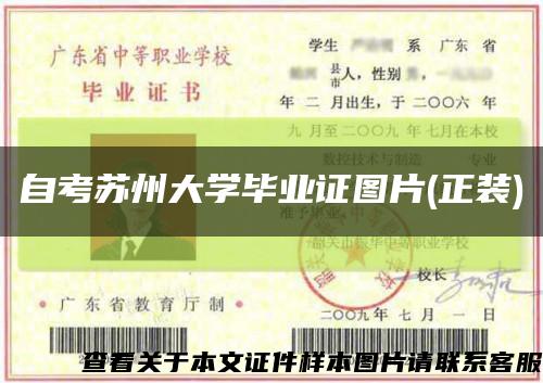 自考苏州大学毕业证图片(正装)缩略图