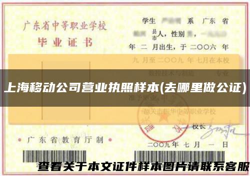 上海移动公司营业执照样本(去哪里做公证)缩略图