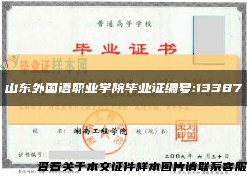 山东外国语职业学院毕业证编号:13387缩略图