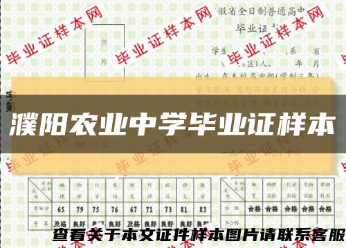 濮阳农业中学毕业证样本缩略图