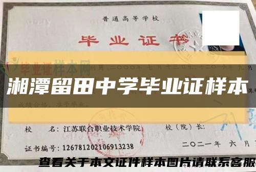湘潭留田中学毕业证样本缩略图