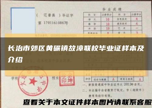 长治市郊区黄碾镇故漳联校毕业证样本及介绍缩略图
