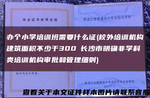 办个小学培训班需要什么证(校外培训机构建筑面积不少于300㎡长沙市明确非学科类培训机构审批和管理细则)缩略图