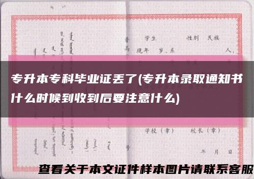 专升本专科毕业证丢了(专升本录取通知书什么时候到收到后要注意什么)缩略图