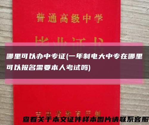 哪里可以办中专证(一年制电大中专在哪里可以报名需要本人考试吗)缩略图