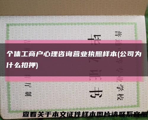 个体工商户心理咨询营业执照样本(公司为什么扣押)缩略图