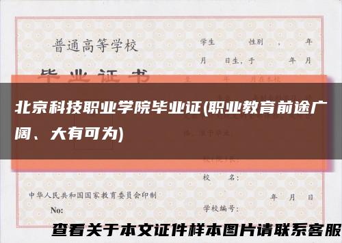 北京科技职业学院毕业证(职业教育前途广阔、大有可为)缩略图