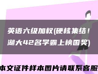 英语六级加权(硬核集结！湖大42名学霸上榜国奖)缩略图