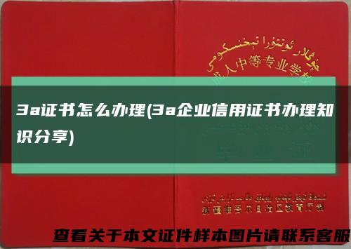3a证书怎么办理(3a企业信用证书办理知识分享)缩略图