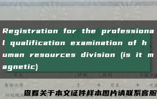 Registration for the professional qualification examination of human resources division (is it magnetic)缩略图