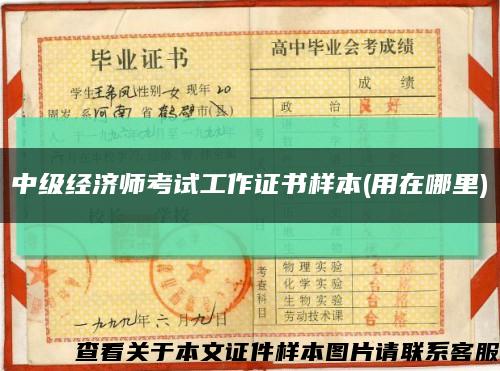 中级经济师考试工作证书样本(用在哪里)缩略图