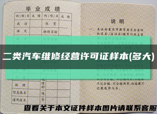 二类汽车维修经营许可证样本(多大)缩略图