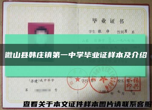 微山县韩庄镇第一中学毕业证样本及介绍缩略图
