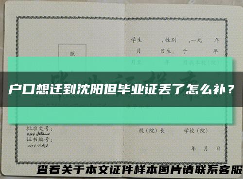 户口想迁到沈阳但毕业证丢了怎么补？缩略图