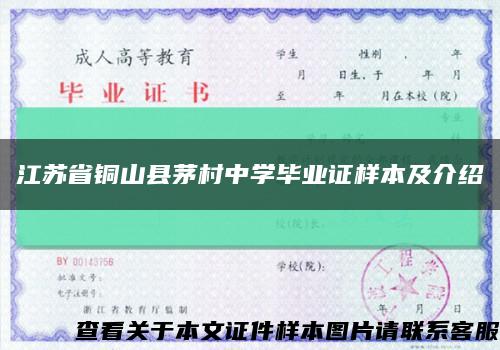 江苏省铜山县茅村中学毕业证样本及介绍缩略图