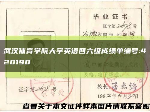 武汉体育学院大学英语四六级成绩单编号:420190缩略图