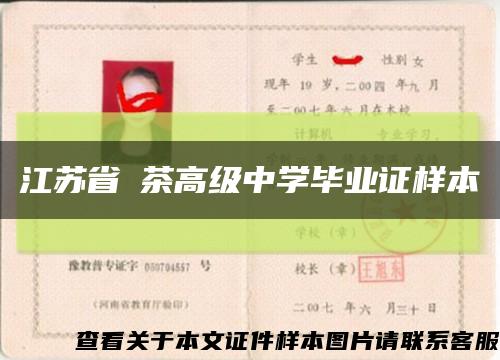 江苏省栟茶高级中学毕业证样本缩略图
