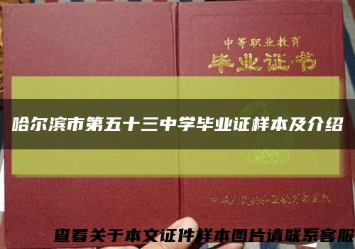 哈尔滨市第五十三中学毕业证样本及介绍缩略图