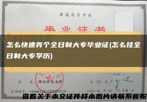 怎么快速弄个全日制大专毕业证(怎么挂全日制大专学历)缩略图
