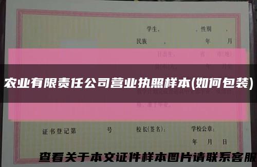 农业有限责任公司营业执照样本(如何包装)缩略图
