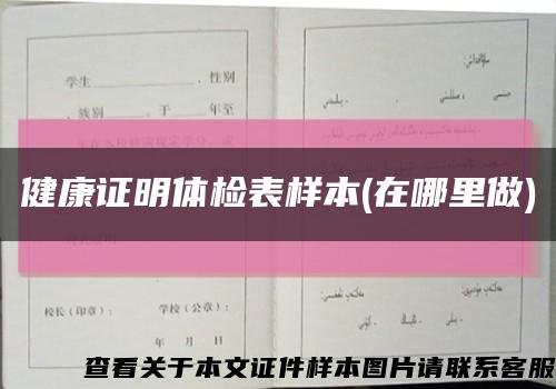 健康证明体检表样本(在哪里做)缩略图