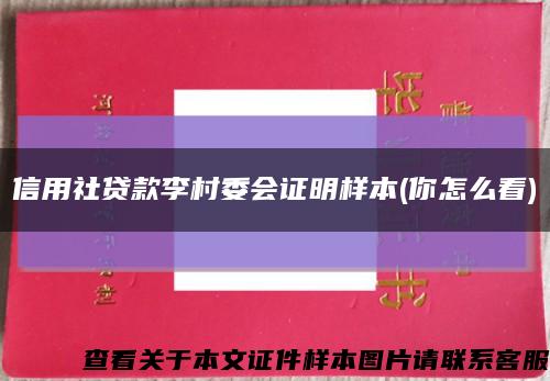 信用社贷款李村委会证明样本(你怎么看)缩略图