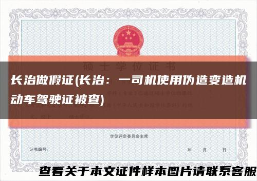 长治做假证(长治：一司机使用伪造变造机动车驾驶证被查)缩略图