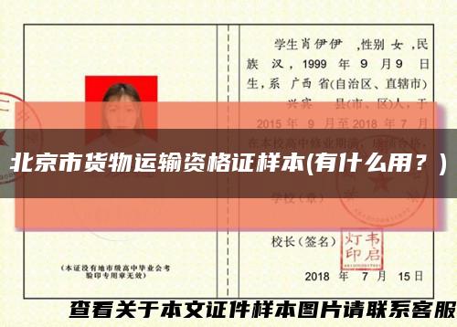 北京市货物运输资格证样本(有什么用？)缩略图