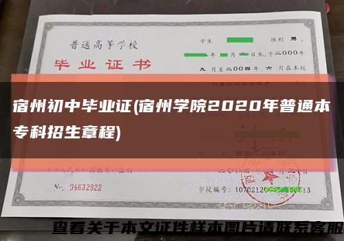 宿州初中毕业证(宿州学院2020年普通本专科招生章程)缩略图