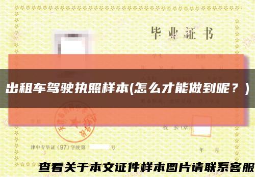 出租车驾驶执照样本(怎么才能做到呢？)缩略图