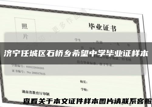 济宁任城区石桥乡希望中学毕业证样本缩略图