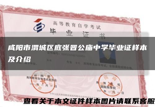 咸阳市渭城区底张晋公庙中学毕业证样本及介绍缩略图